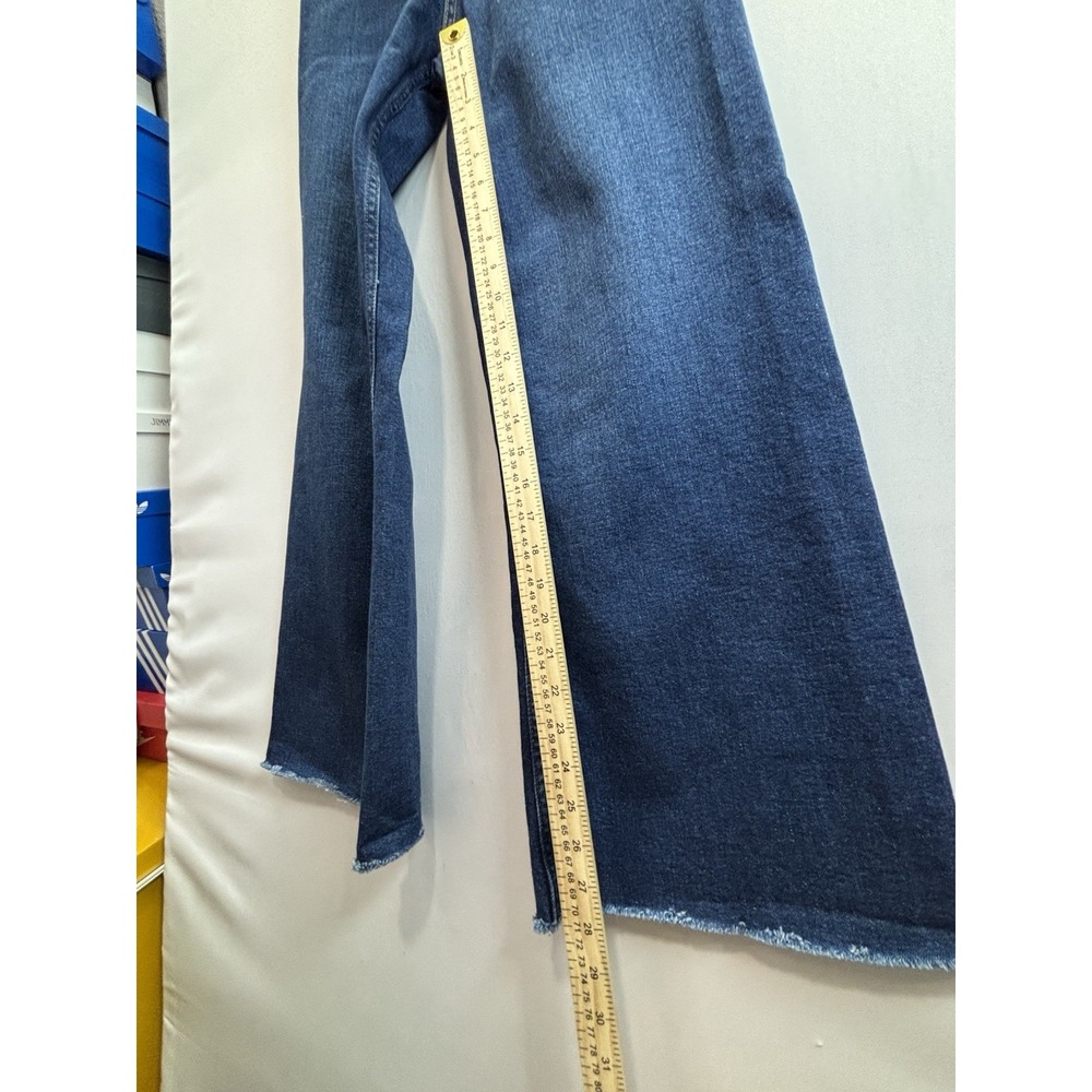 ZARA Women's High Rise Wide Leg Jeans Size 2 Dark Blue Raw Hem Denim - Picture 5 of 14
